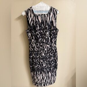 Elegant Black and Cream Animal Print Dress
